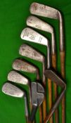 8x assorted Scottish and other club makers golf clubs - Cochrane Super m/niblick and Super no.2