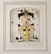 Graham Clarke Signed 'Skip' Cricket Print limited edition 9/300 framed measures 28x32cm approx.