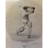 Don Bradman Signed Print 'Cricket Heroes' a limited edition print signed by Bradman and the artist