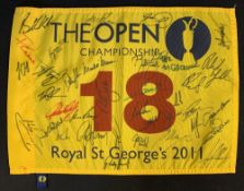 2011 Open Golf Championship pin flag signed by 37 Major Champion - played at Royal St Georges to