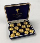 Set of La Manga Club Golf brass blazer buttons - comprising 6x large breast buttons and 2x 4 cuff