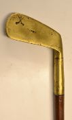 J B Halleys Crossed Sword small brass Iron golf club head Sunday walking stick - refitted with