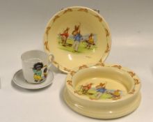 Royal Doulton "The Bunnykins" golfing cereal bowls (2) - the include deep child's feeding bowl and a