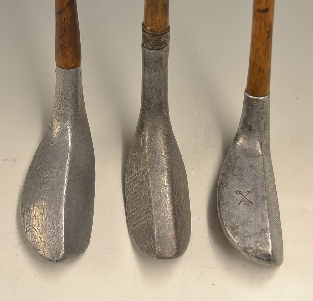 3x interesting examples of Mills Standard Golf Co alloy woods - incl RC Mid Iron with J.B Halley