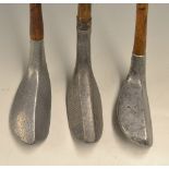 3x interesting examples of Mills Standard Golf Co alloy woods - incl RC Mid Iron with J.B Halley