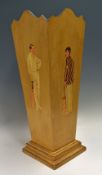 Interesting Cricket Decorated Umbrella Stand in wood, a square stand, decorated with The