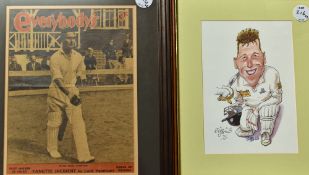 Charles Griffin Cricket Print a limited edition 50/5000 signed coloured print, measures 33x42cm