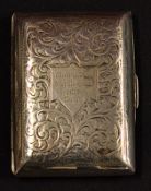1917 Addington Park Silver Golf Prize cigarette case - hallmarked Birmingham 1913/14 - floral casing