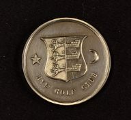 Rye Golf Club white metal medal - embossed with only The Rye GC Crest, Star and Moon and just Rye