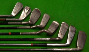 Interesting collection of various early and later steel shaft irons - 4x Smith's Pat anti shank