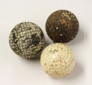 Silver Town square line pattern guttie golf ball c.1890 - well used still retaining much of the