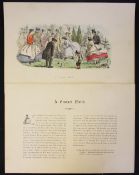 Croquet - Scarce c.1864 'A Croquet Match' Engraving a period hand coloured engraving by John Leech