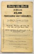1946 Royal Lytham and St Anne's Daily Mail Jubilee Professional Golf Tournament Draw Sheet for the