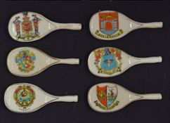 Tennis Souvenir Crested Ware to include Arcadian China Tennis rackets with Penzance, Farsley,