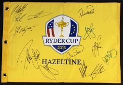 2016 Ryder Cup Pin Flag signed by the European Team and Captain - played at Hazeltine (USA) 13x