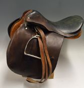 Equestrian - Calcutta & Sons Saddle measures 16" marked 'Spring Tree' comes with stirrups - marks
