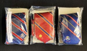 Collection of US Ryder Cup Team official players silk ties (3) - to incl 2012 Medinah Country Club