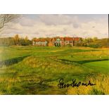 Peter Thomson 5x Open golf Champion signed colour golfing card - copy of the original oil painting