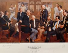 'Conversation Piece' Cricket Print signed by the artist Andrew Festing, commissioned by 1992 and