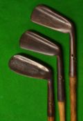 3x Maxwell irons - med iron, mashie and a mashie niblick - 1 with a grip