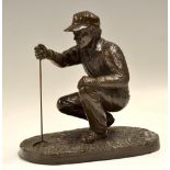 Bronze Figure of Golfer by Jeanne Rynhart - ltd ed no 201/250 mounted on an oval naturalistic base