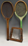 Selection of Wooden Tennis Rackets to include a Dunlop 'Evonne Goolagong' model racket, in a