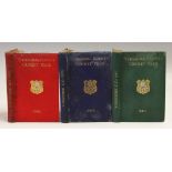 Yorkshire County Cricket Club 1908, 1909 and 1910 Year Books - bound in red, blue and green boards