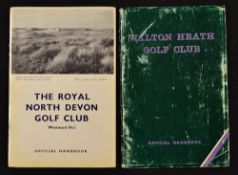 2x Bernard Darwin Golf Club Handbooks - The Royal North Devon Golf Club Westward Ho! c. 1960's somne