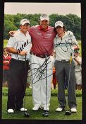 Darren Clarke, Rory McIlroy and Graeme McDowell Ireland Golfing Triumvirate signed press photograph