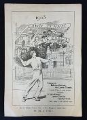 Rare 1905 Lawn Tennis Monte Carlo Tournament Programme date 3rd March and following days,