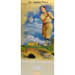 Robert T Jones Jnr golf display with facsimile signature - display consists of a copy print of The