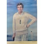 Mike Brearley Signed Cricket Print a colour print, limited edition of 500, signed by the artist,