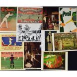 Tennis Prints and Postcards to include 1909 Punch's Almanack page and 1926 Punch, or The London