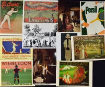 Tennis Prints and Postcards to include 1909 Punch's Almanack page and 1926 Punch, or The London