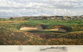 Hartough, Linda (After) signed: "1995 Open Golf Championship - The 14th Hole of the Old Course The