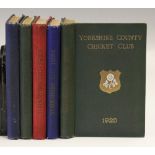 Yorkshire County Cricket Club 1921 to 1925 Year Books - all hard-back books, all having wear to