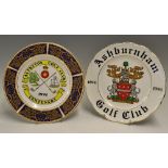 2x Centenary Golf Club commemorative bone china plates - to incl Alfreton Golf Club Centenary 1992