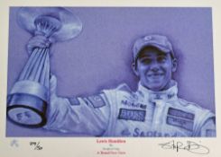 Formula 1 - Lewis Hamilton 'A Brand New Hero' Print signed by the artist Stephen Doig, limited