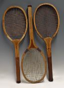 3x Various Wooden Tennis Rackets to include Jaques of London 'The Club- Special' racket marked