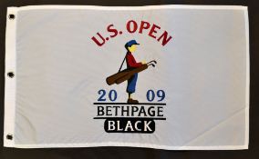 2009 US Open Golf Championship white pin flag - played at Beth Page overall 13.5" x 23.25"