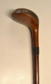 Original Sunday golf walking stick - light stained persimmon head handle with horn sole insert, rear