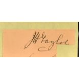 J. H Taylor 5x Open Golf Champion from 1894-1913 signature - clipped album page small signature