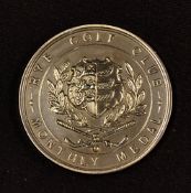 Rye Golf Club large white metal medal - embossed with Rye GC Crest and Monthly Medal - plain