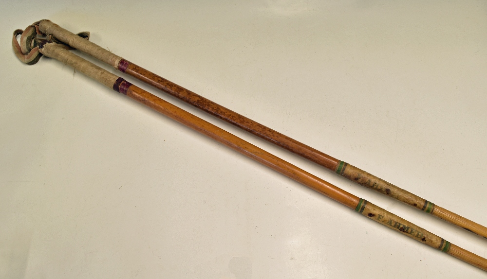 Equestrian - 2 x Polo Mallets with original vellum sheath around bamboo handle marked with 'F - Image 4 of 4