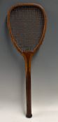 Benetfink London Tennis Racket with flat top head, a convex wedge, original gut strings, some