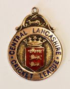 Early 20th Century 9ct Gold and Enamel Central Lancashire Cricket League Medal engraved to the