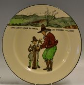 Royal Doulton Golfers series ware plate - decorated with Crombie style golf figures and saying "Give