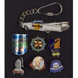 Selection of Mixed Sport Enamel Badges mixed to include Tigers, Rockets with 1953 date bar, M.V.