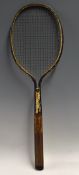 C.1925 'New Dayton' Steel Framed Tennis Racket unmarked with piano intact wire stringing and a