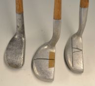 3x various alloy putters - Wee Scot 1W model with V aiming line and a large circular sole lead